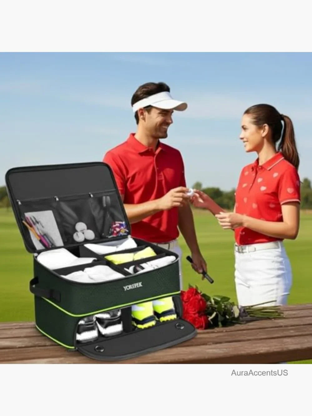 Golf Trunk Organizer 2 Layer Separated Shoe Compartment Car Storage Locker